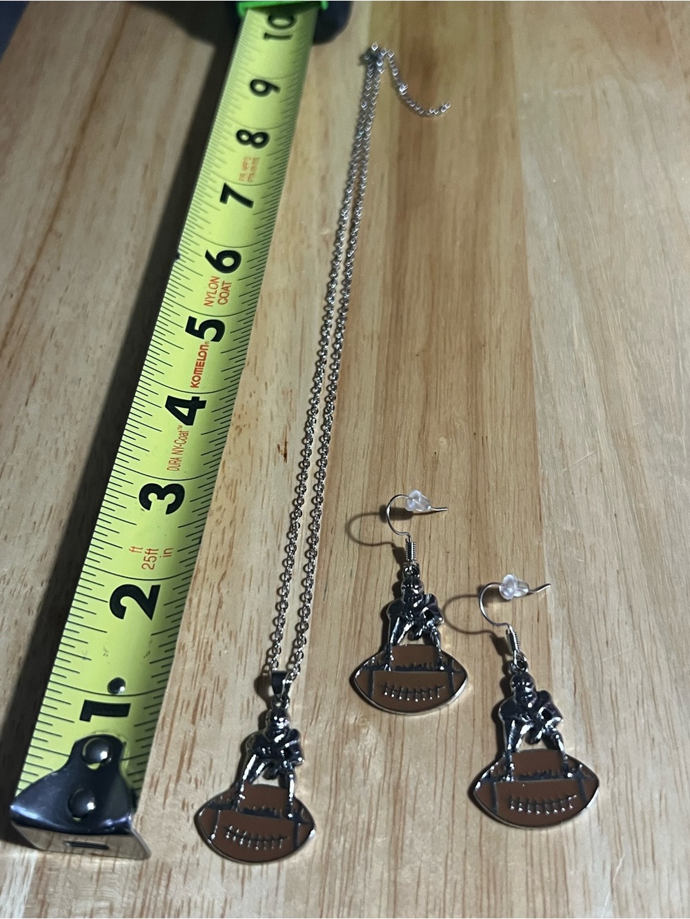 Football Player Pendant Necklace and football Earrings D106